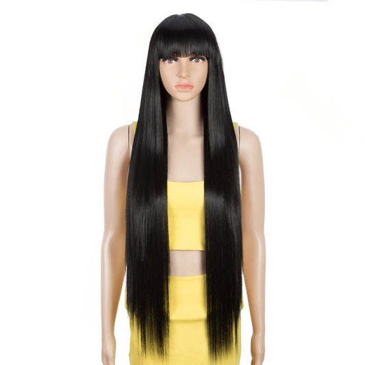 PAIGE | 36 inch Cosplay Synthetic Wig With Bangs | Long Straight Wig For Black Women | various colors available 960