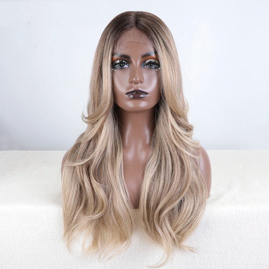 NORAH | 24" Synthetic Honey Brown Highlight Body Wave Blonde Lace Front Wig 960