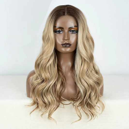 JOLIE | 24" Synthetic Lace Front Wig with Baby Hair | Long Wavy Ombre Blonde Cosplay Wig 960