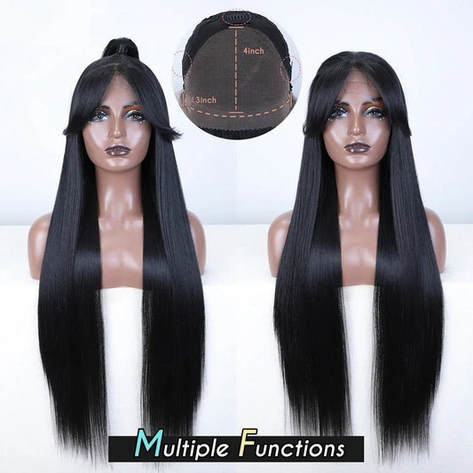 Olivia | 36" Synthetic 13x4 Lace Front Wig | Long Straight Ombre Brown Highlight Cosplay Wig