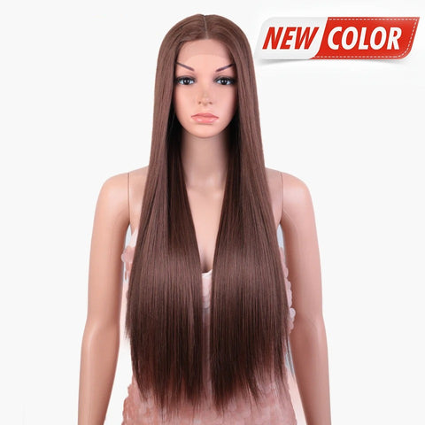 HEADLINE |  30 Inch long Rainbow color straight Wig | Synthetic Lace front Middle Part Wig | 28 colors available