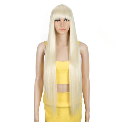 PAIGE | 36 inch Cosplay Synthetic Wig With Bangs | Long Straight Wig For Black Women | various colors available