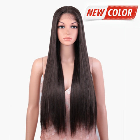 HEADLINE |  30 Inch long Rainbow color straight Wig | Synthetic Lace front Middle Part Wig | 28 colors available