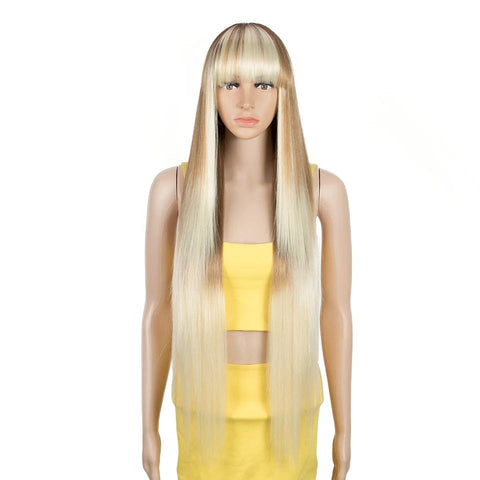 PAIGE | 36 inch Cosplay Synthetic Wig With Bangs | Long Straight Wig For Black Women | various colors available