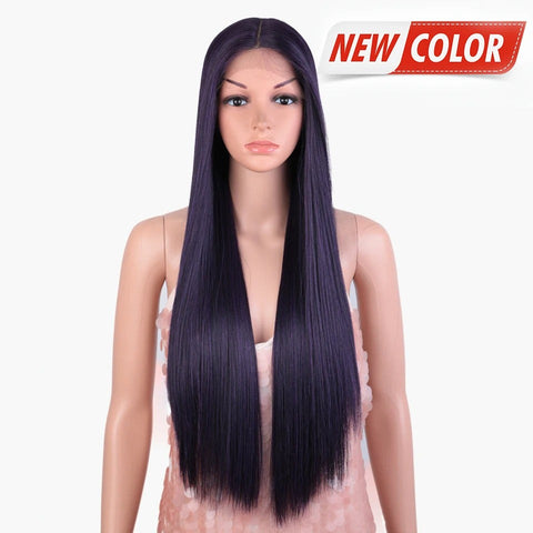 HEADLINE |  30 Inch long Rainbow color straight Wig | Synthetic Lace front Middle Part Wig | 28 colors available