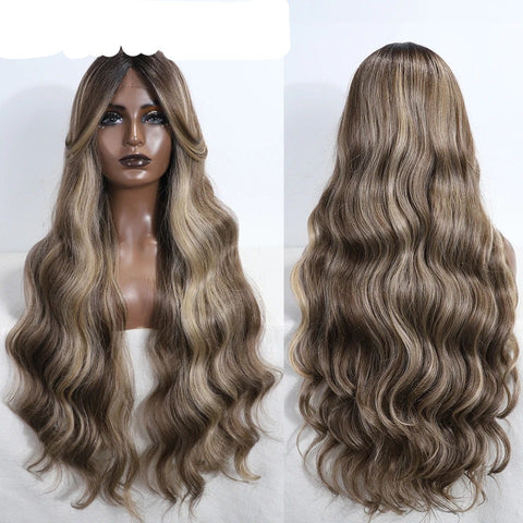 KATRINA | Synthetic Lace Front Wig 34 Inch Wet And Wavy Loose Deep Middle Part  | multiple colors available