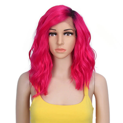 WAVES |  Synthetic Lace Front Wigs | Natural Wavy Lace Front Wig Side Part Wig | 14 Inch Colorful Wig For Women