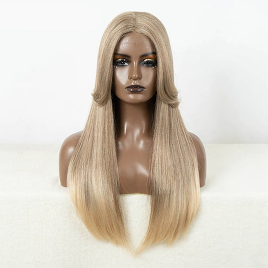 SUSIE | 24 inches Synthetic Lace Front Wig | Straight Highlighted Wig | Glueless Lace Wig