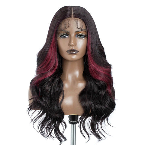 DIXIE | 26" Long 13x7 Synthetic Lace Front Wig | Highlight Honey Brown Body Wave Blonde Wig