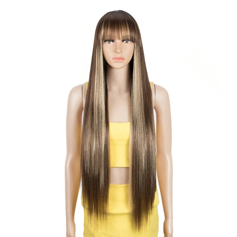 PAIGE | 36 inch Cosplay Synthetic Wig With Bangs | Long Straight Wig For Black Women | various colors available